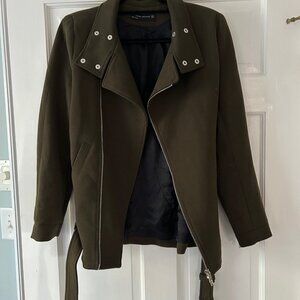 ZARA Moto Jacket in Forrest Green, size S